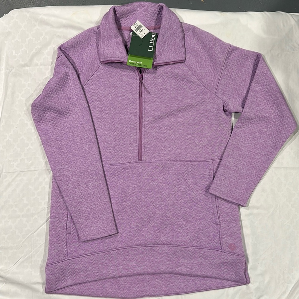 L.L Bean FLXFRWRD Quilted 1/2 ZP PO women Reg Lilac Hthr
Size m